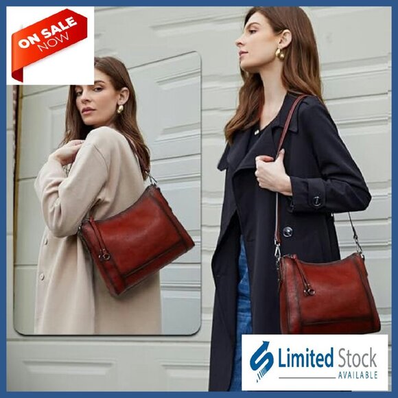 Genuine Leather Crossbody Bag with Adjustable Straps, Medium Hobo Purse - Picture 3 of 8